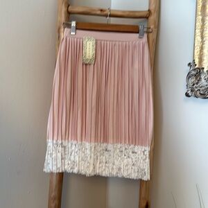 Btween Pleated Satin and Lace Skirt